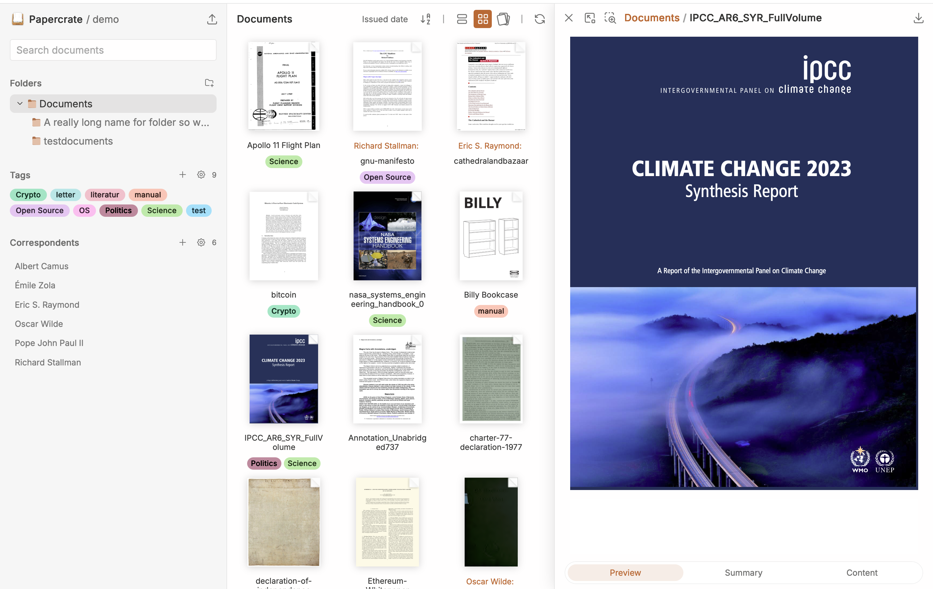 Grid view with PDF viewer